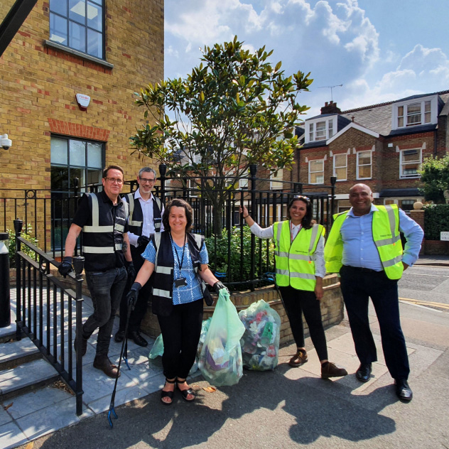 Peldon Rose employees litter picking in the community