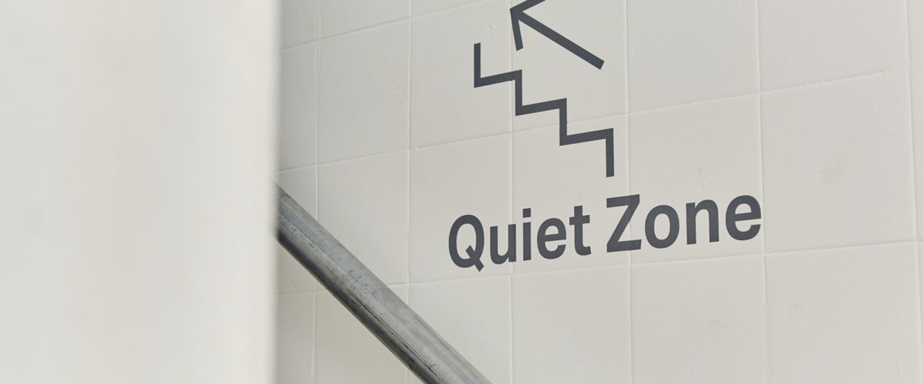 signage leading to a quiet zone in an office