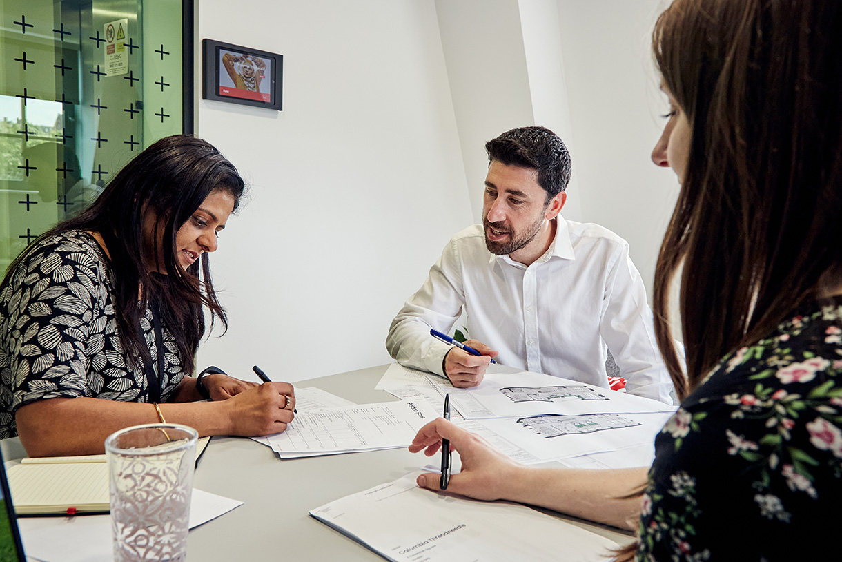 employees in a meeting room