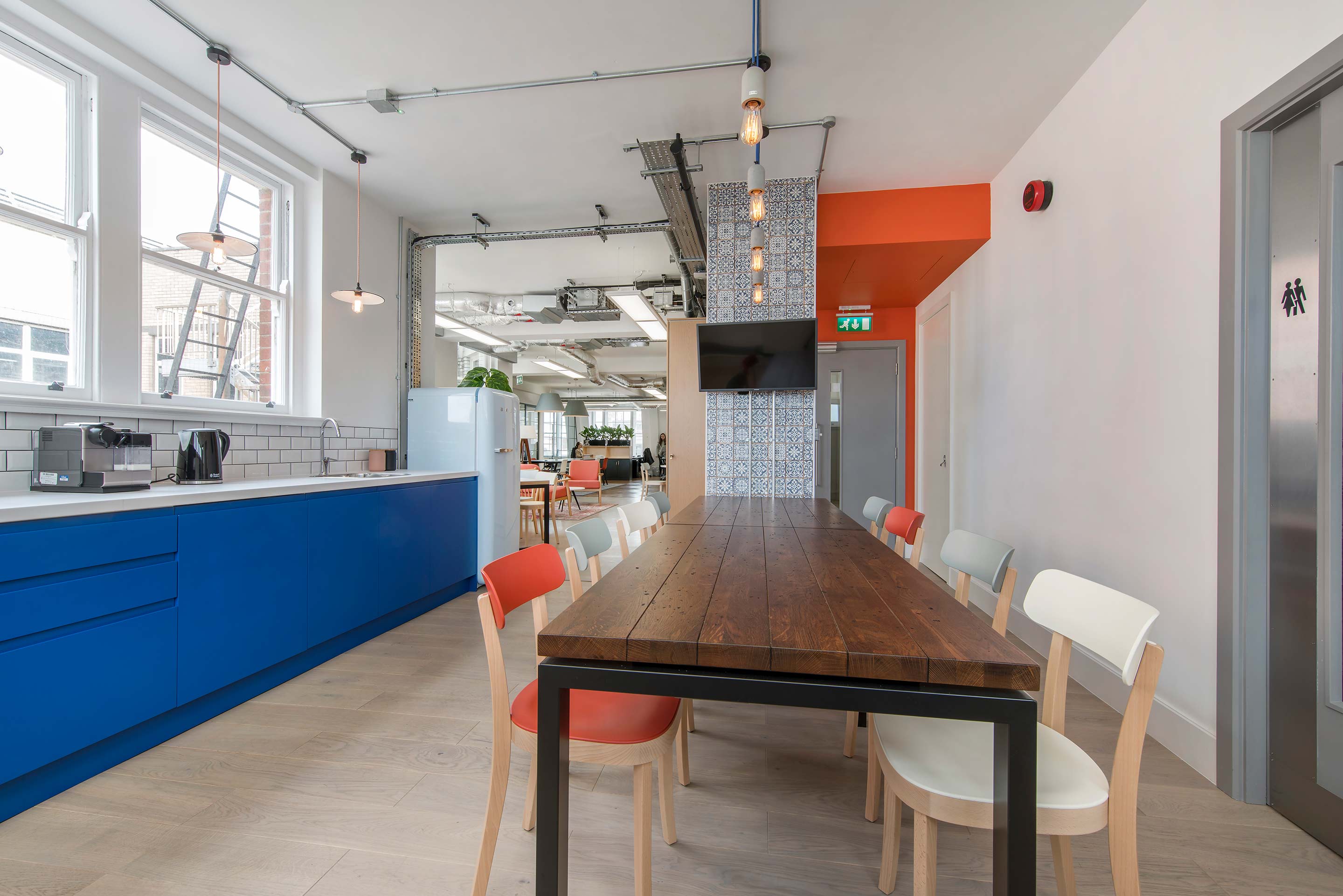 Wooden table in Hiber's bright tea point