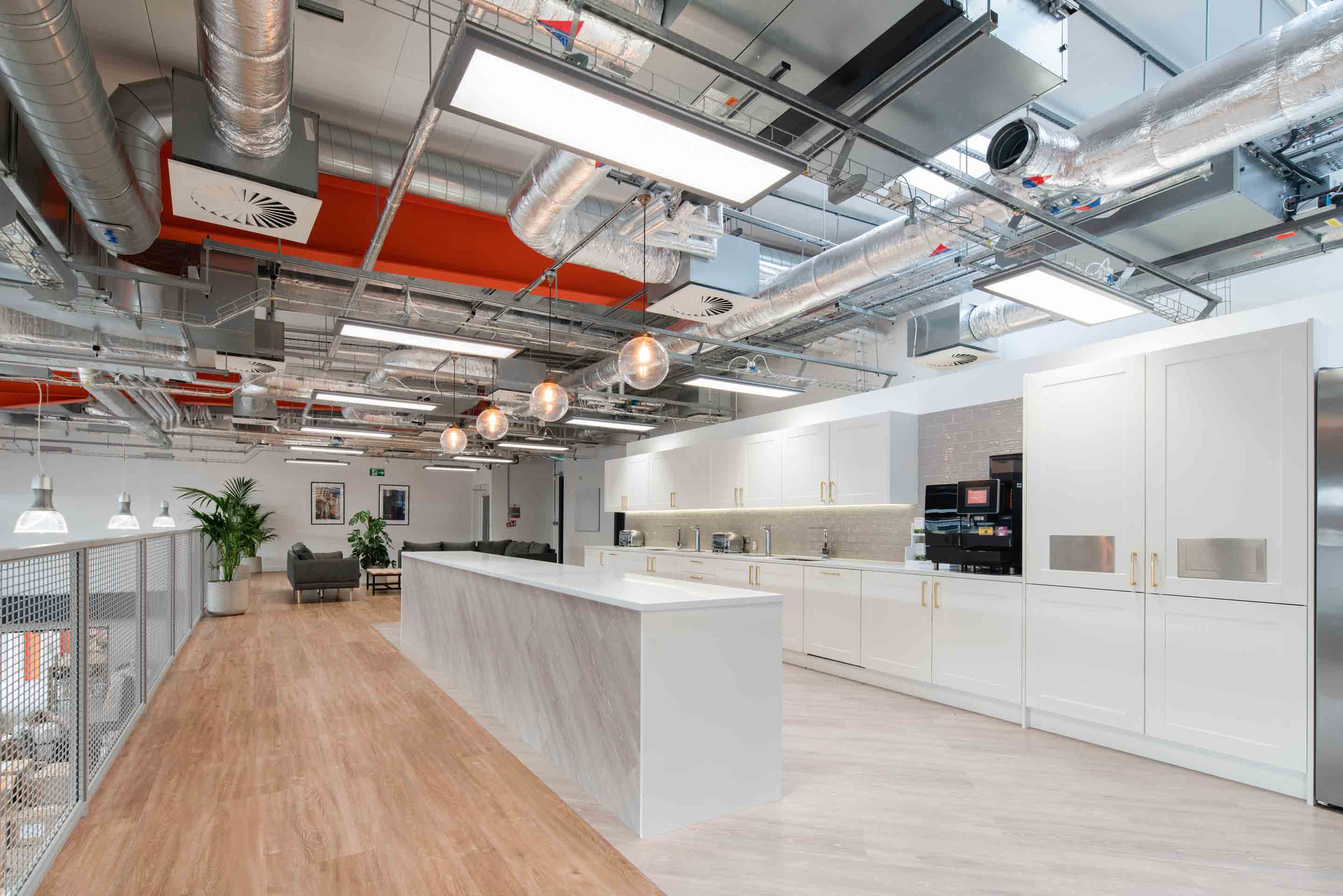 kitchen area with tea point and plants and social space