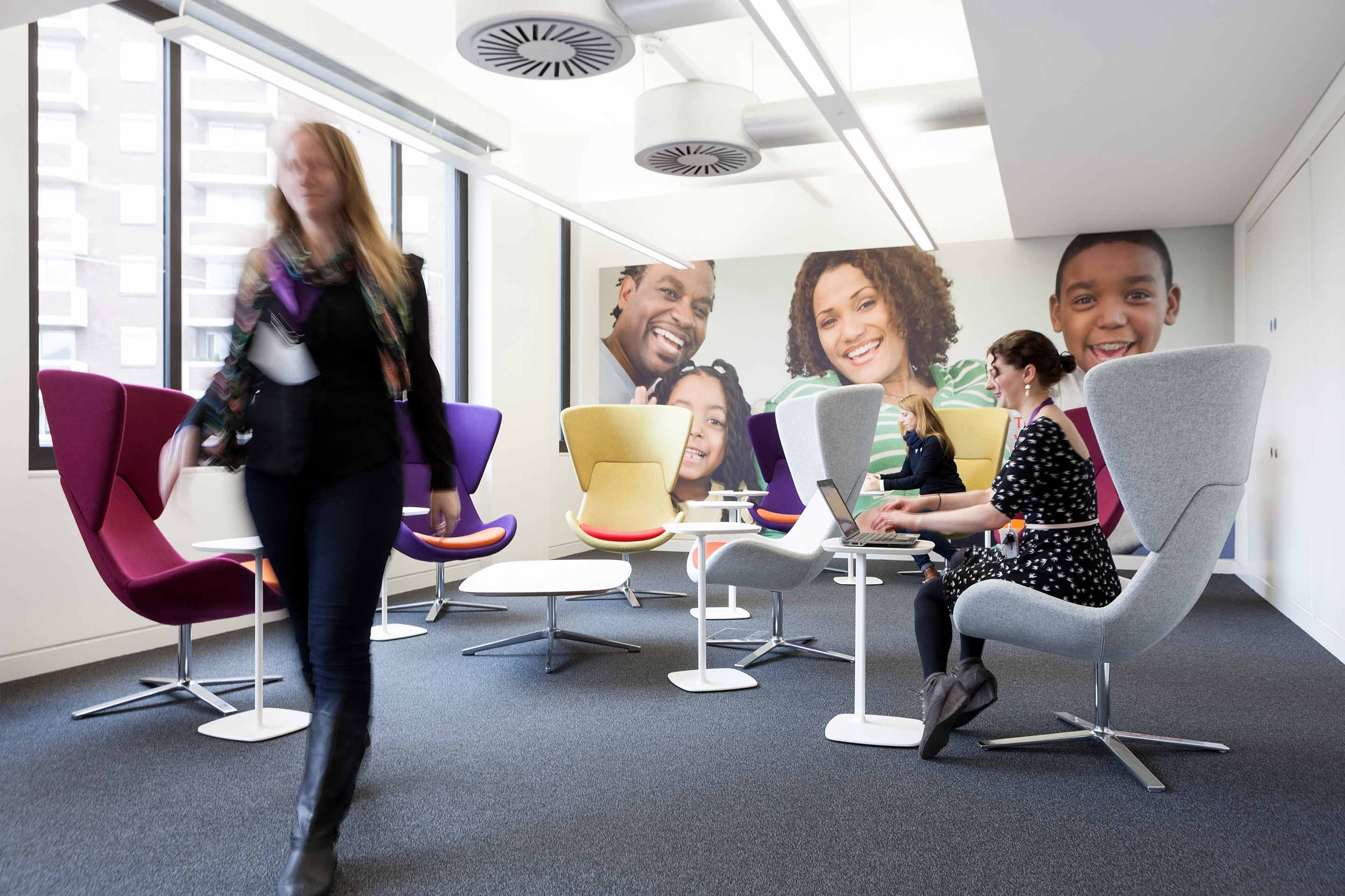 Seating and workstations in Moneysupermarkets collaboration area