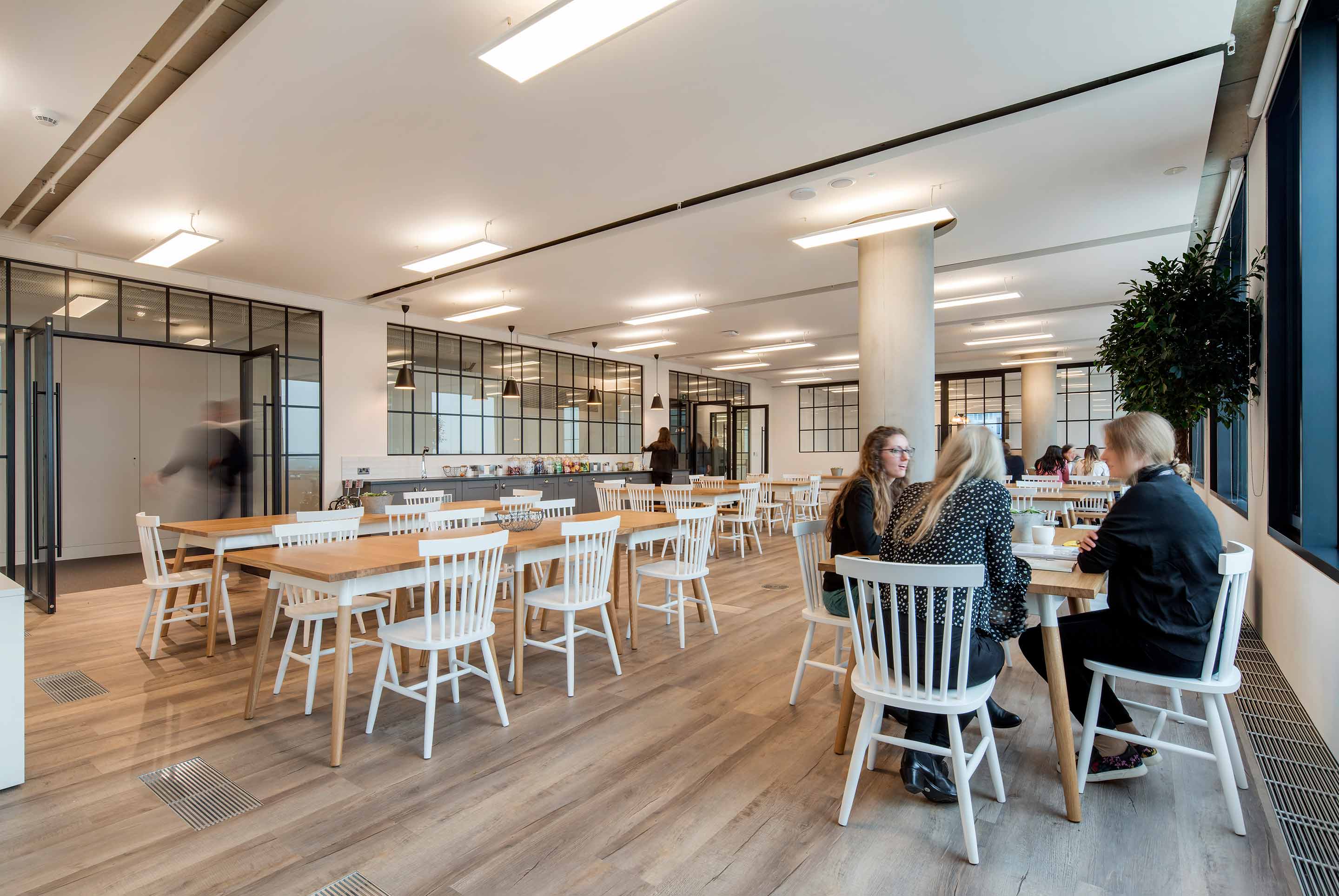 Communal seating around a tea point