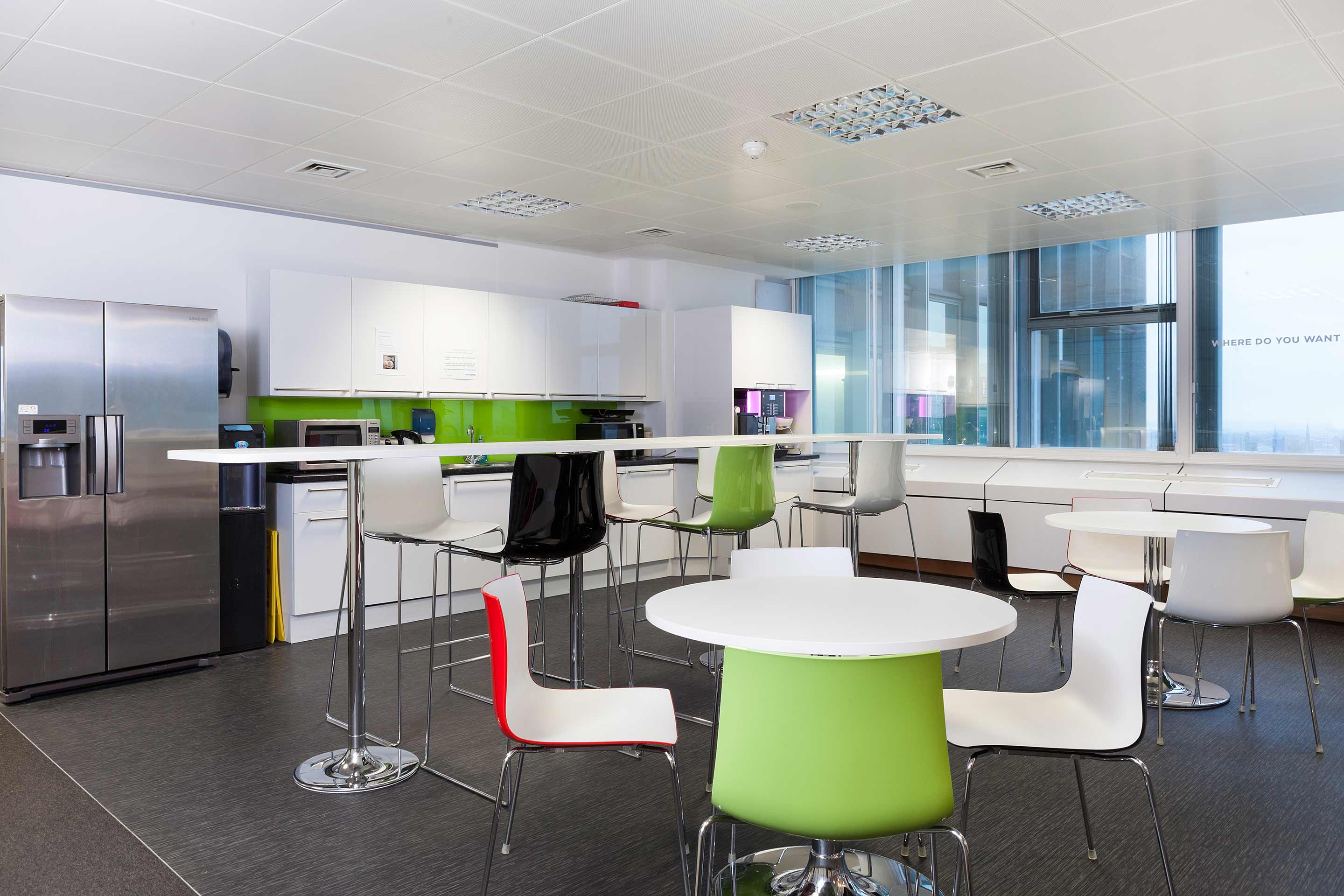 A mixture of seating in Tom Tom's kitchen area