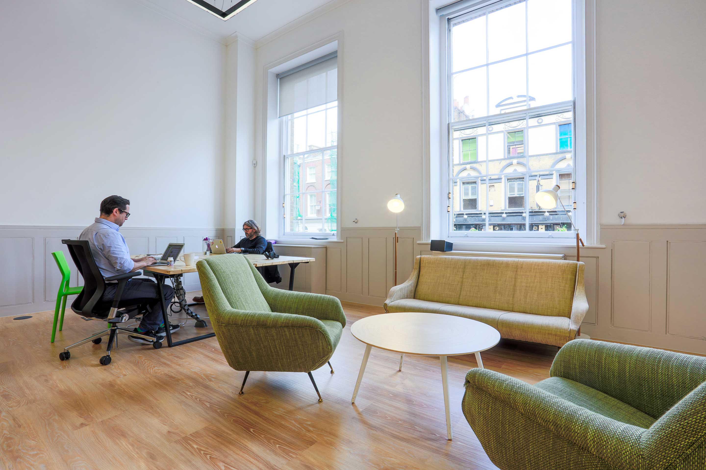 Soft furnishings in a naturally lit collaboration area