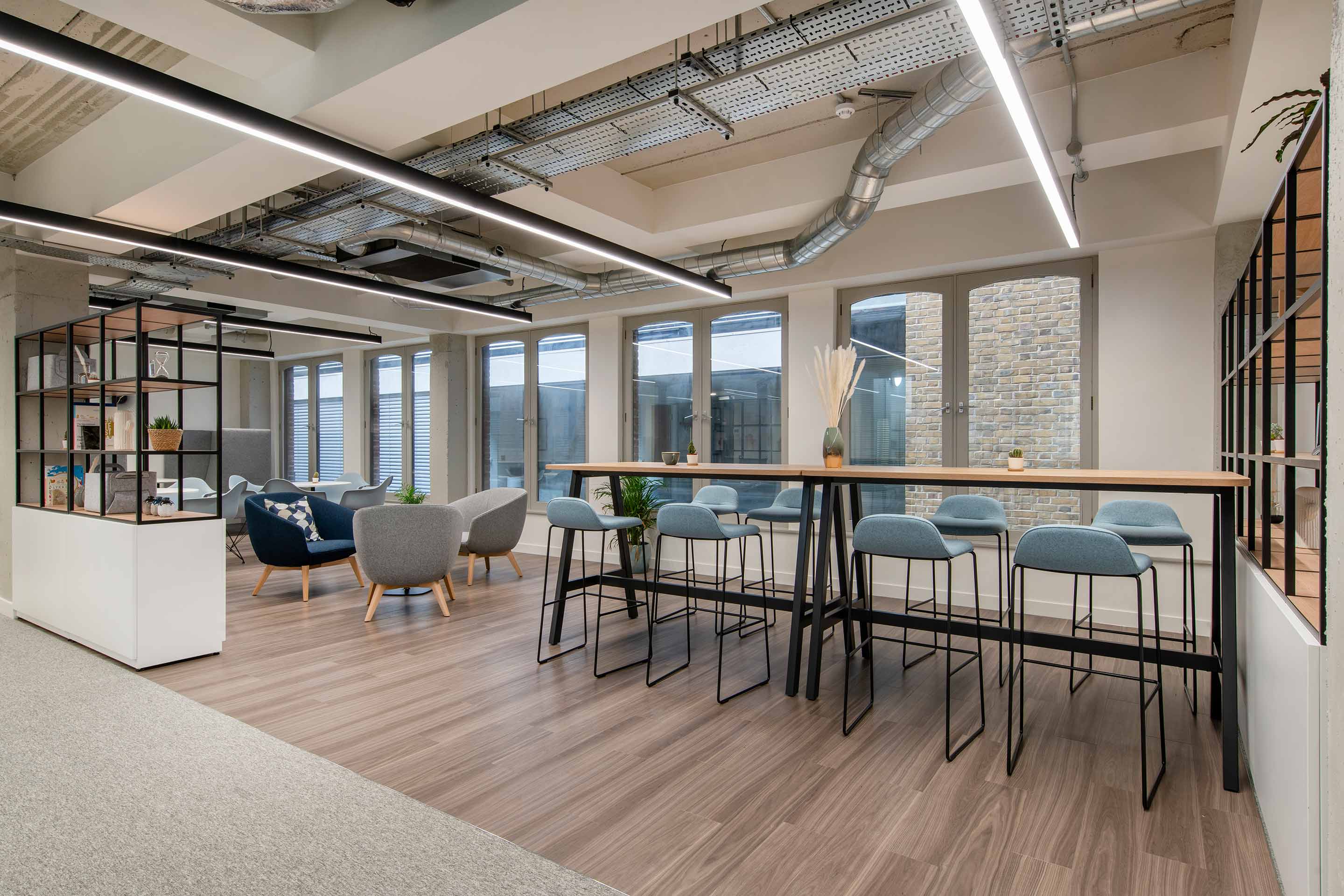 Stool seating in WSS's breakout area