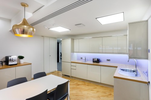 Well lit kitchen and tea point for Mulvaney Capital Management