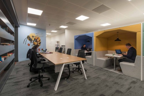 Meeting and collaboration booths installed in AFL's workspace