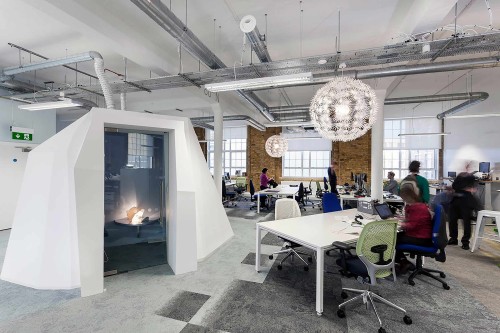 Friends of the Earth's 'igloo' meeting room and various workstations