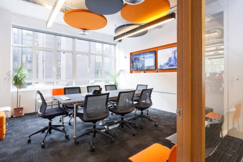 Interior of Stack Exchange's brightly coloured meeting room